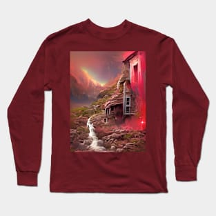 Beautiful House on Planet Mars in the Galaxy Long Sleeve T-Shirt